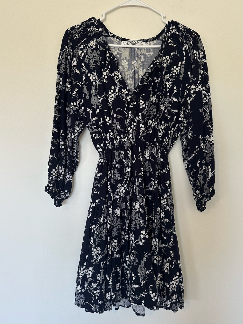 Lusana Floral Knee Length Dress Sz 4 Casual Work Office Brunch Moody Whimsigoth